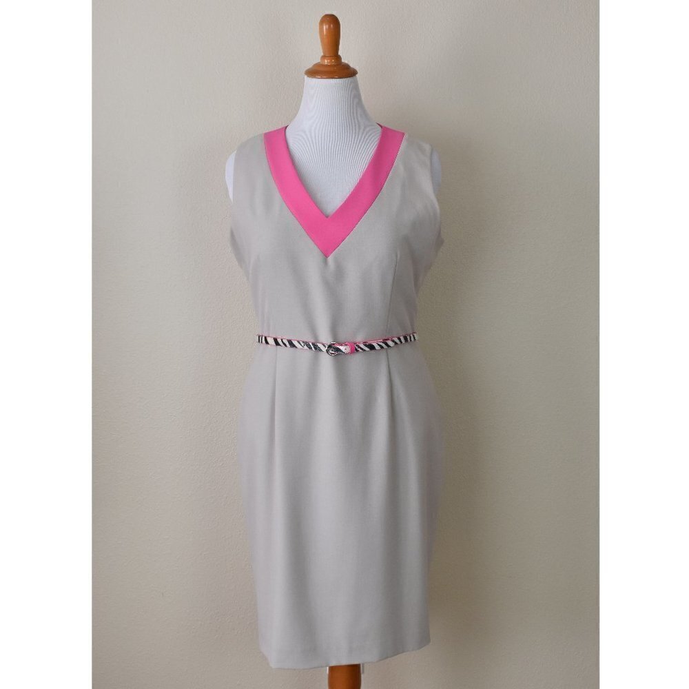 Cavin Klein Zebra Belted Color Block Dress